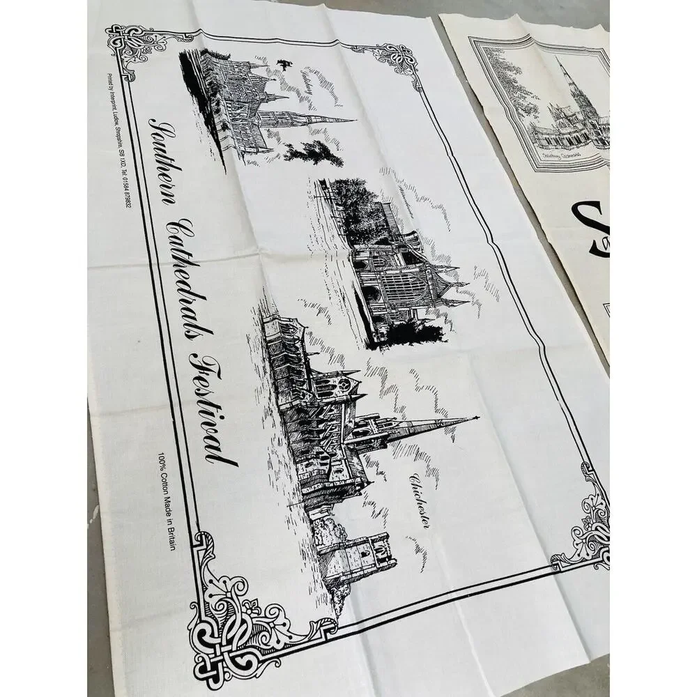 Set 3 Vintage All 100% Cotton DISH Tea TOWEL U.K. England Britain Salisbury Bell